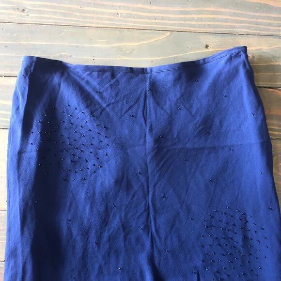 Casual Corner royal blue flared lined sheer skirt women's size 14 NEW - Picture 4 of 8